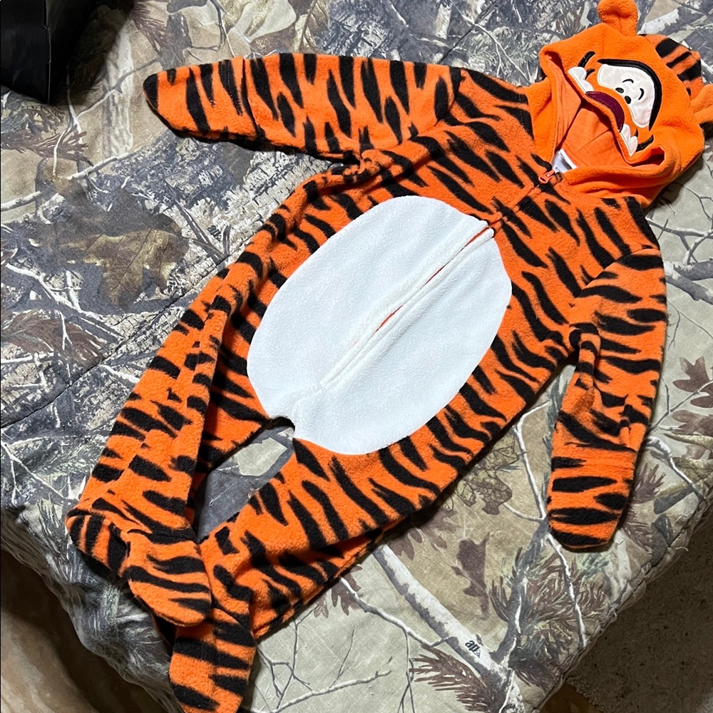 Orange Tiger Striped Kids One Piece